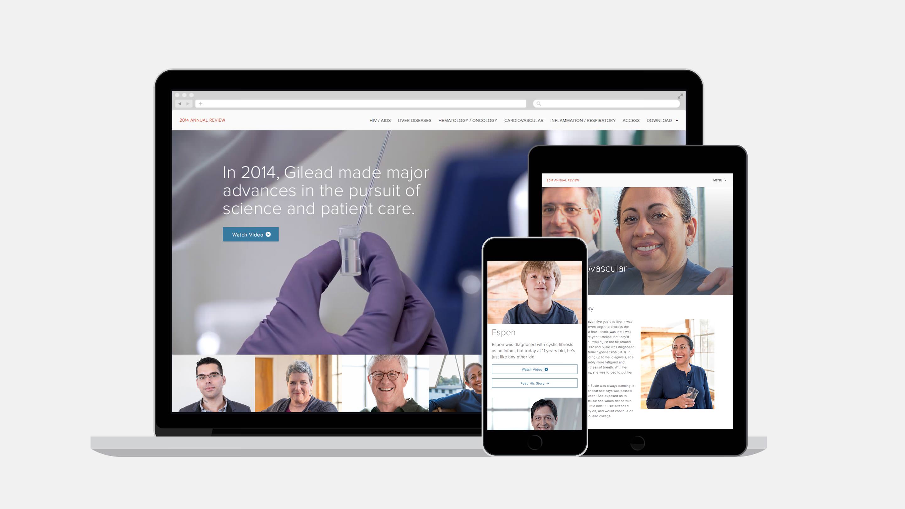 Gilead Digital Web Annual Report 2014 - Landing Page view on tablet